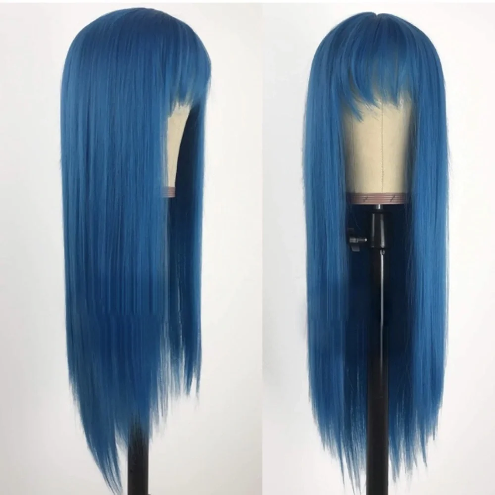 Greenish Wig,Blue Wig With Bang